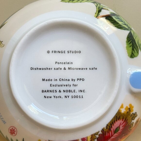 New Fringe Studio Mug Cup Yellow Rose Blue Butterfly Bird Barnes & Noble - Picture 8 of 8